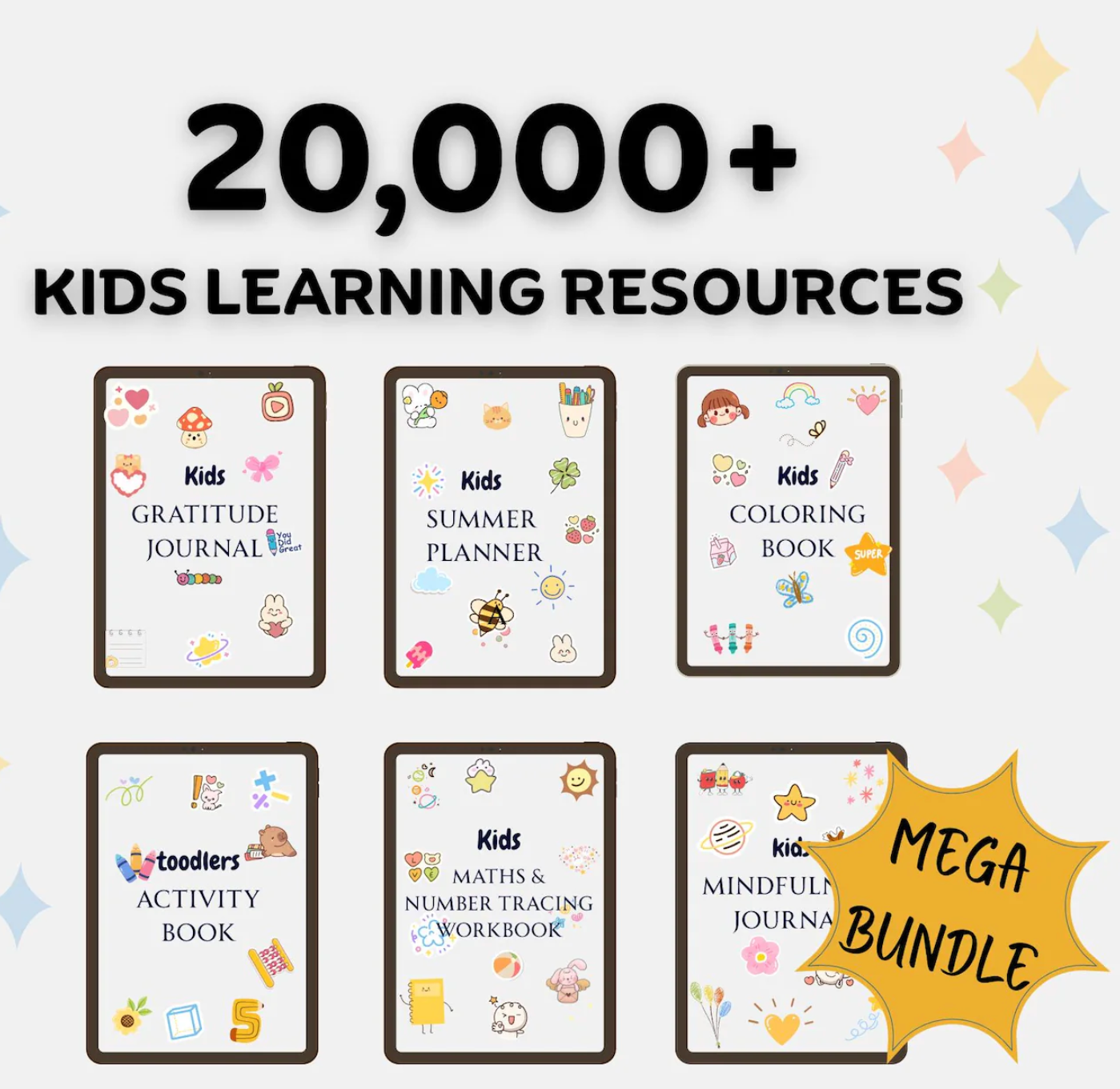 20,000+ Kids Learning Activities Bundle | Homeschool and Classroom Worksheets | Kids Planners & Printables | Educational Digital Download