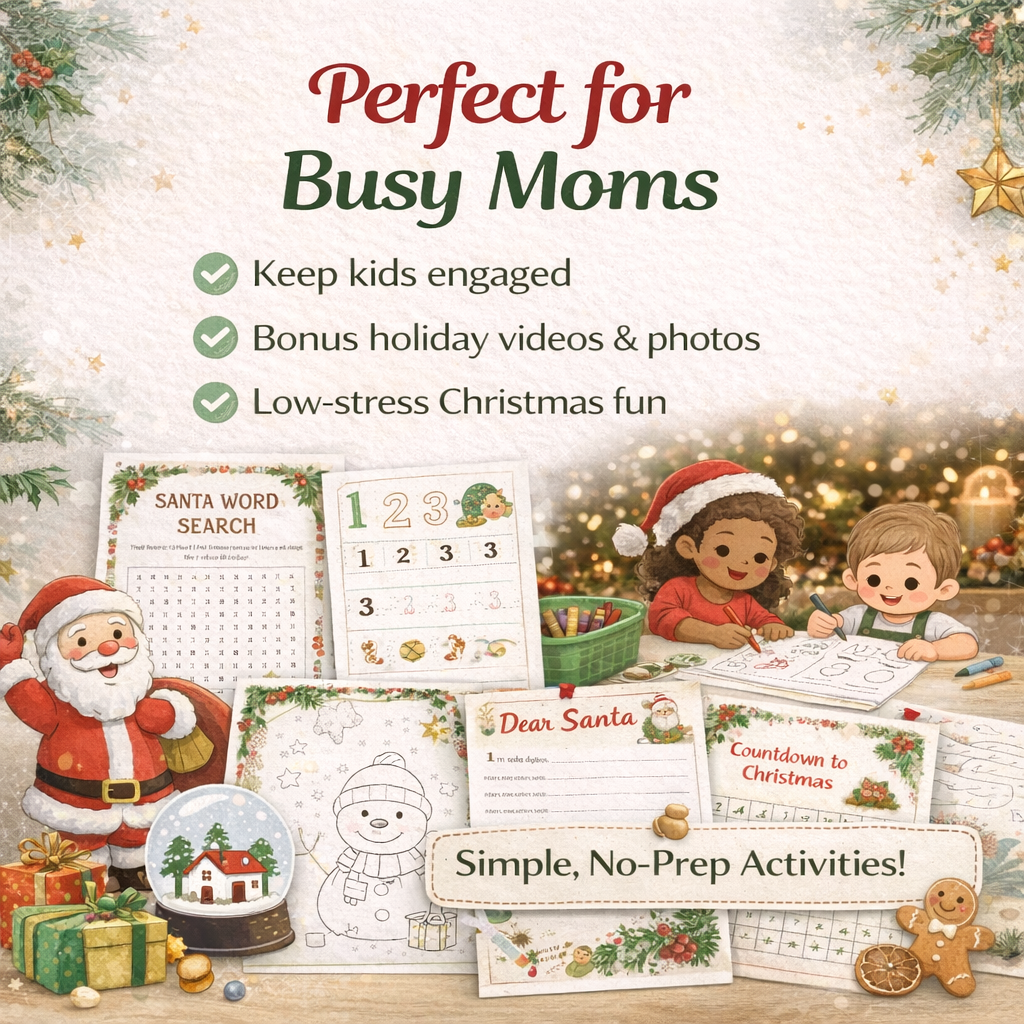 550+ Christmas Activity Bundle for Kids | Editable Canva Holiday Planner & Games | Christmas Coloring Pages, Santa Letters, Party Games, & Clipart | Instant Download