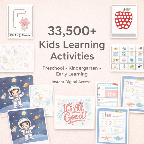 33,500 Kids Learning Resources Bundle | Done-For-You Educational Worksheets | Classroom & Homeschool Activity