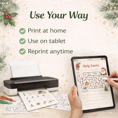 550+ Christmas Activity Bundle for Kids | Editable Canva Holiday Planner & Games | Christmas Coloring Pages, Santa Letters, Party Games, & Clipart | Instant Download