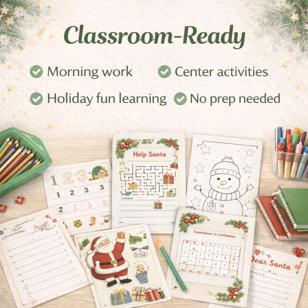 550+ Christmas Activity Bundle for Kids | Editable Canva Holiday Planner & Games | Christmas Coloring Pages, Santa Letters, Party Games, & Clipart | Instant Download