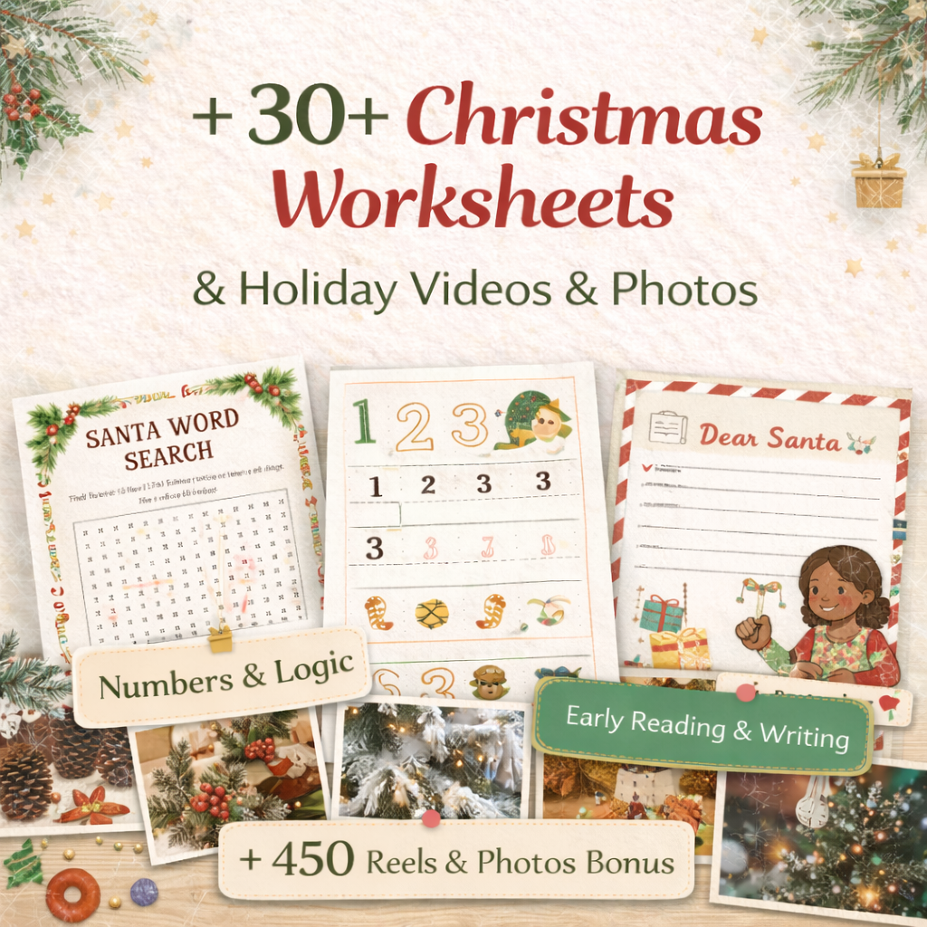 550+ Christmas Activity Bundle for Kids | Editable Canva Holiday Planner & Games | Christmas Coloring Pages, Santa Letters, Party Games, & Clipart | Instant Download