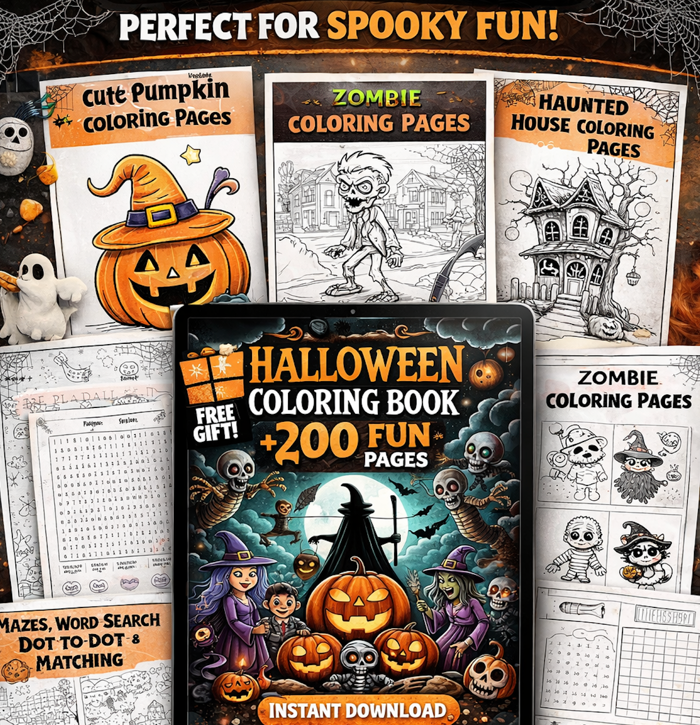 Halloween Coloring & Activity Book | 1900+ Pages, Printable Bundle (PDF Download)