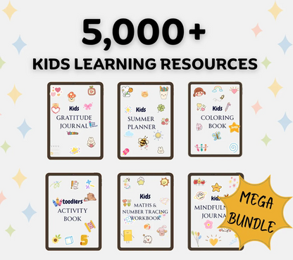 5000+ Kids Learning Activities Bundle | Homeschool Worksheets & Planners | Printable Coloring Pages and Educational PDF Download