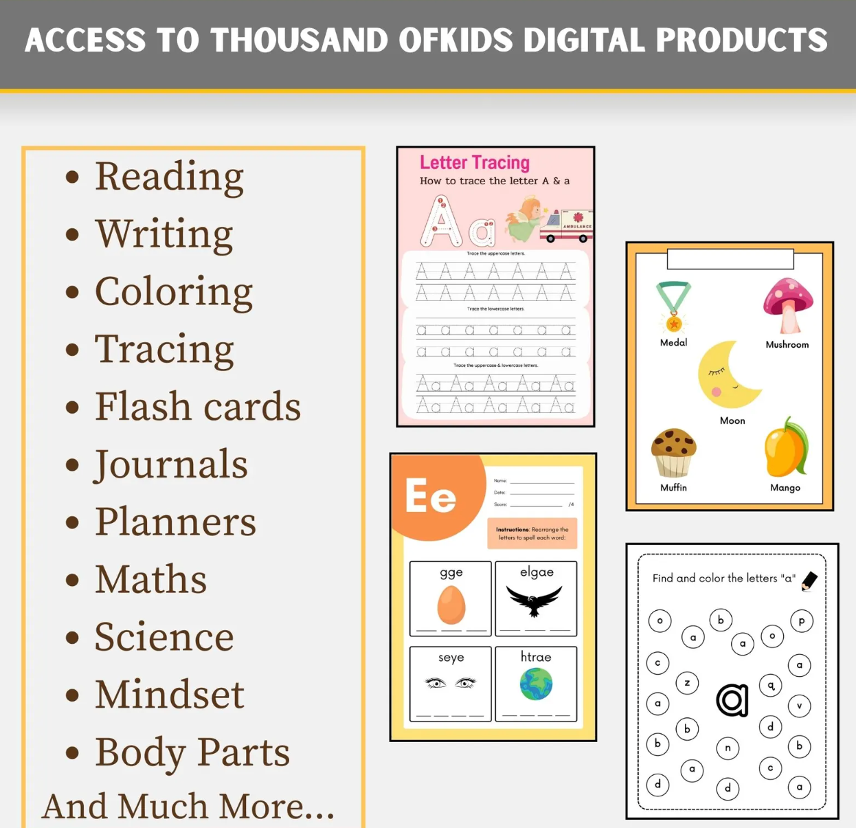 5000+ Kids Learning Activities Bundle | Homeschool Worksheets & Planners | Printable Coloring Pages and Educational PDF Download