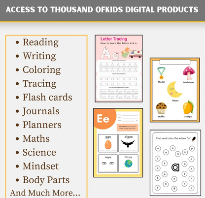 5000+ Kids Learning Activities Bundle | Homeschool Worksheets & Planners | Printable Coloring Pages and Educational PDF Download