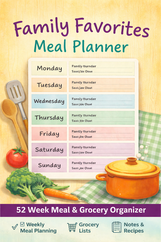 52 Week Weekly Meal Planning & Grocery List Organizer | 6x9 Kitchen Notebook for Busy Families